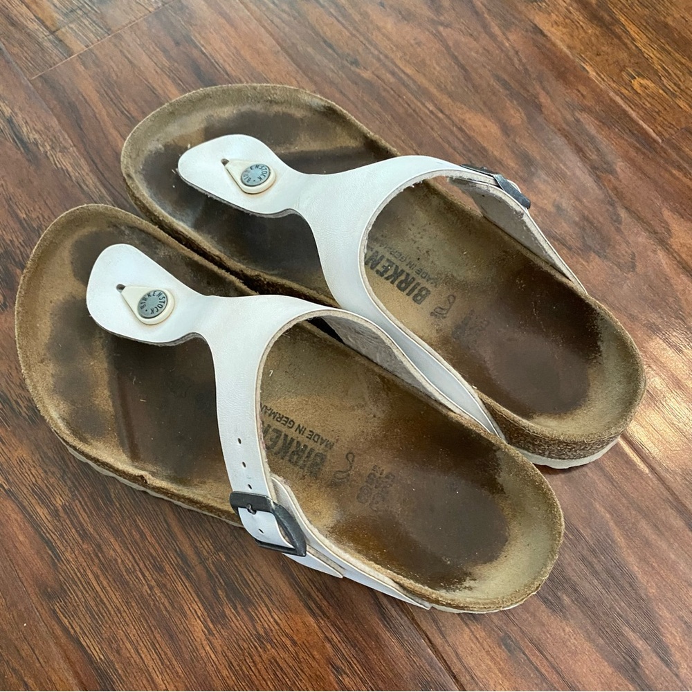 Birkenstock White Gizeh Sandals Womens 7 EU 38